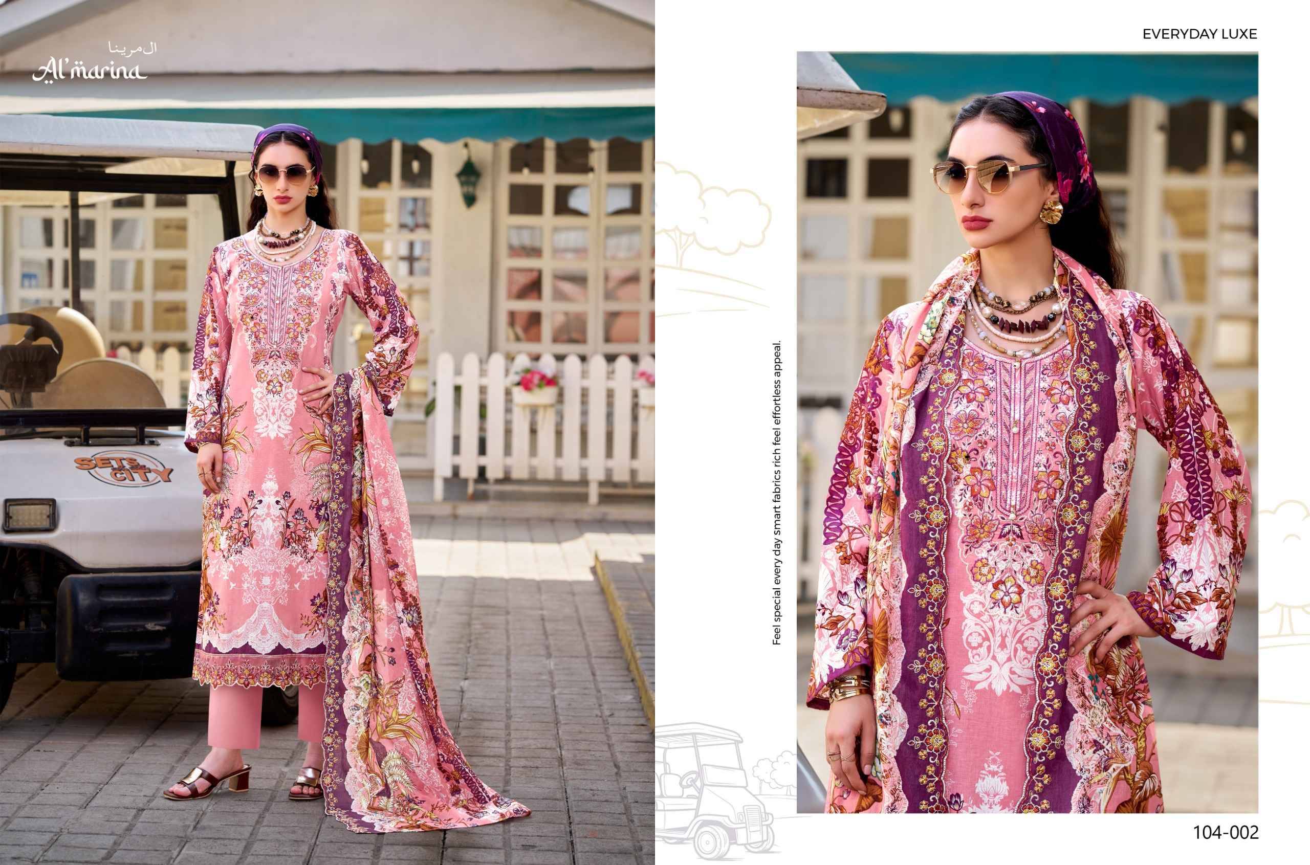 INAYAT VOL 2 104 Series By ALMARINA Pakistani Stylish Beautiful Colourful Printed & Embroidered Party Wear & Occasional Wear Pure cotton Dresses At Wholesale Price
